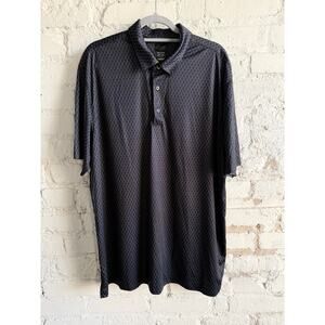 Greg Norman Men’s XXL Performance Polo Shirt Black Geometric Print Play Dry